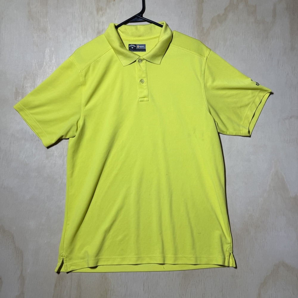 Callaway Opti-Dri Men’s Large Golf Polo Shirt Neon Yellow Performance